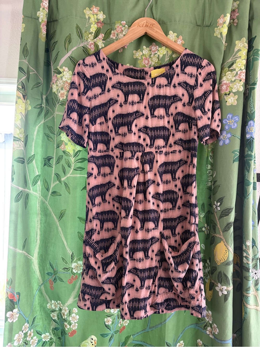 Maeve Pink Tee Dress with Navy Animal Print